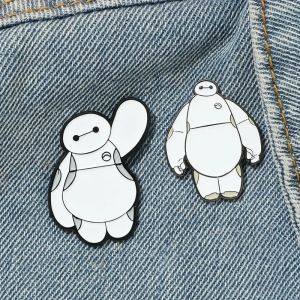 2 Pcs Cartoon Brooch Creativity Cute Robot Baymax Enamel Pin Backpack Clothing Jewelry Metal Badge Accessories Gift