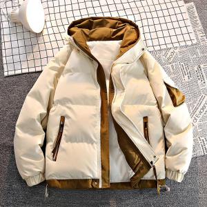 Warm Thickened Cotton Jacket Winter Casual Hooded Youth Outerwear Fashionable Couple Style Polyester Fiber Zipper Closure Long Sleeve