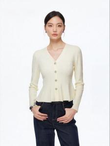 Vero Moda | Autumn New Elegant Bodycon Sweater Ruffled Hem Waist-cinching