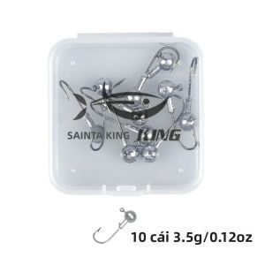 10 Bộ Đầu Jig Móc 3.5G-20G Thép Gai Quay Chuôi Fishhooks Thép Carbon Cao Cấp Cho Nước Ngọt & Câu Cá Nước Mặn