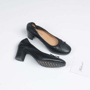 French Bow Round Toe High Heels Soft Sole