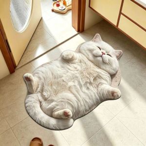 VIKAMA Tuxedo Cat Irregular Rug Black White Kitten Shaped Carpet For Bathroom Bedroom Entryway Cute Pet Lover Home Decoration