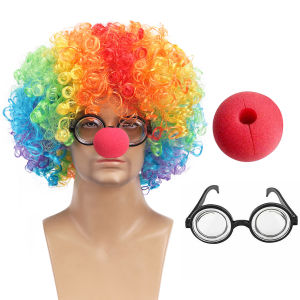 Cross-border อีคอมเมิร์ซที่มีสีสันระเบิดหัววิกผมสังเคราะห์ headpiece เครื่องแต่งกายปาร์ตี้ Clown แต่งหน้าตลก props