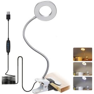 Magnifying Glass with Light Clip on Mganifier Desk Lamp Magnifying Glass wtih Clamp 3 Modes Dimmable for Work Crafts DIY Repair