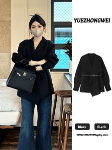 YUEZHONGWEI | Lap-collar Autumn Thickened Loose Lazy Style Waist-reducing Jacket