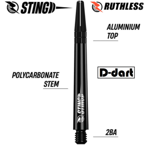 RUTHLESS DART SHAFT - STING POLYCARBONATE SOLID DARTS SHAFTS/ STEM FOR STEEL AND SOFT TIP DART 3Pcs/Pack