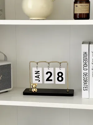 Wood Retro Creative Rotating Perpetual Calendar