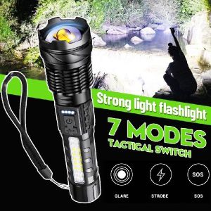 XHP70 LED Flashlight Portable Touchlight Outdoor Camping Flashlights Tactical Light Emergency Spotlights Telescopic Light 26650 Built-in Battery