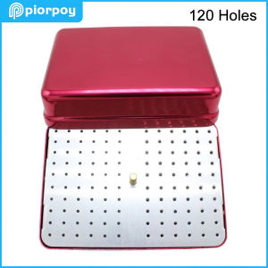 PIORPOY High Speed Needle Box 120 Hole Dental Sterilization Box  Autoclave Endo Case Diamond Bur Holder Organizer for Burs Tools