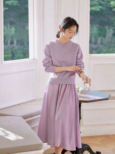 Vimly | Elegant Office Lady Lilac Purple Dress Set