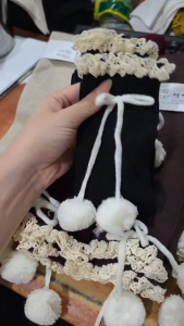 24182 Kaos Kaki Musim DIngin Wanita Panjang Bawah Lutut Bahan Cashmere Wool Korean Japanese Winter Socks Fashion Cewek ABG Renda Pita Cute