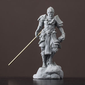 Chinese Mythology Sun Wukong Desktop Decoration Black Sandstone Craft Office Living Room Home Decor Half-Handmade Stone Sculpture
