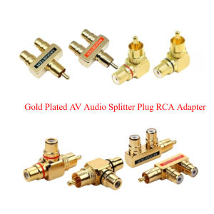 2PCS Gold Plated AV Audio Splitter Plug RCA Adapter 1 Male to 2 Female Connector for Home Theater Speaker Audio Video Equipment