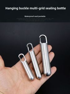 Stainless Steel Medicine Box Portable Sealed Pill Storage Box Elderly Outdoor Portable Keychain Emergency Medicine Metal Medicine Bottle