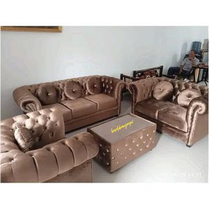 sofa kancing seribu 321+ meja + 6 bantal bulet bahan glosy