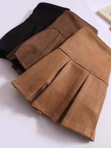 Váy Ngắn Chữ a Bằng Vải Nỉ Màu Kaki Cho Nữ Mùa Thu Đông Váy Ngắn Ôm Vừa Vặn Có Khóa Kéo Dài Đến Giữa Bắp Chân