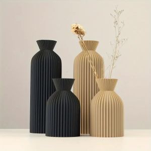 Elegant Black Plastic Vase - Boho Chic Decorative Centerpiece for Home Office and Living Room