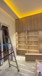 DNV - Wallpaper Stiker Dinding Motif Kayu Coklat Putih Wallstiker PVC 45CMx 1M Hight Quality Premium