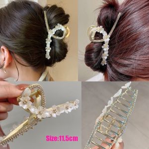 Korean Style Hair Clips for Women Flower Shiny Diamond Hair Clip Delicate Ponytail Hair Claw Clip Back Head Shark Clip Luxury Hair Pin Hair Accessories