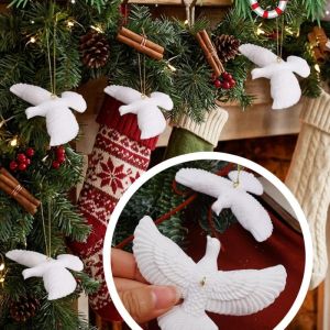 10Pcs White Flying Dove Pendant Lightweight Durable Plastic Xmas Ornament for Christmas Tree Wreath Garland Home Holiday Decoration