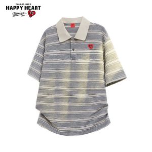 CHARLES JANGS HAPPY HEART | Summer 2026 New Design Stripe Polo Shirt