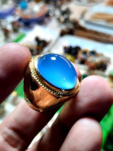 cincin batu akik sepirtus biru langit orjinal
