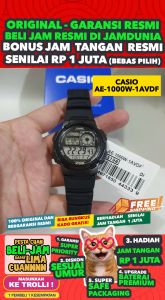 CASIO ORIGINAL - CASIO AE-1000W-1AV - Digital MEN - Hitam - Strap Resin - Jam dunia JD18ST # Jam Tangan Pria Cowok Anti Air Digital Analog + CASIO AE 1000W 1A AE-1000W 1000 W AE1000 AE-1000 AE1000W AE-1000W-1A $ WR1 STR BS7 HT7