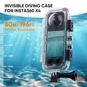 Vỏ Bảo Vệ Chống Nước Insta360 X4 Khả Năng Lặn Sâu 60m Bảo Vệ Dưới Nước 360 Độ °   Phụ Kiện Vỏ Lặn Hoàn Toàn Ngâm Nước Không Nhìn Thấy Được