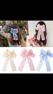 Camellia Bow Ribbon Hair Clips Barrettes Bow Knotted Long Ribbon Hairpin For Women Girls Hair