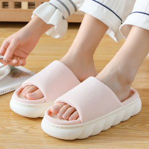 Dép Lười Vải Lanh Dày Thấm Hút Mồ Hôi Chống Trượt Cho Nam Nữ Dùng Trong Nhà Mùa Hè Dép Vải Cotton Pha Lanh Dùng Trong Nhà Thường Ngày