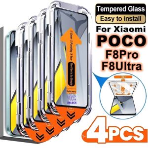 AKABEILA | 4-1Pcs For Poco F8 Ultra Glass Poco F8 Pro Tempered Glass Dust Free 9H Full Cover Unlock Screen Protector Xiaomi Poco X8 Pro Max