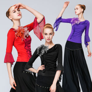 Oulilan Square Dance Costume Geiba Womens Latin Dance Clothing Slim Fit Seven Sleeve Length Customizable Performance Outfit