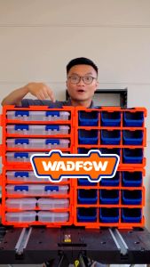 Hộp đựng linh kiện Wadfow Bộ tủ nhựa gồm 9 khay đựng linh kiện điện tử để bàn hoặc treo tường có thể ghép với nhau
