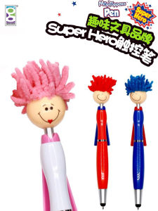 Geddes Creative Touchscreen Ballpoint Pen 1.0mm Oil Ink Cartoon Style Fun Stationery Class Prize Small Superhero Atom Pen