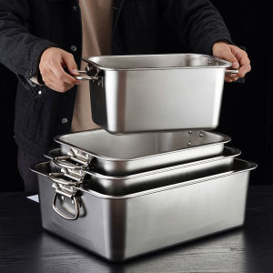 Thickened Deepening Stainless Steel Basin with Lid and Handles