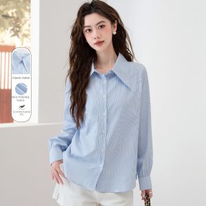 BALENO | Stylish Striped Collar Long-Sleeve Versatile Womens Shirt