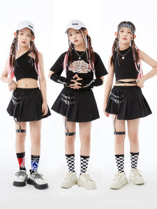 Trendy Street Dance Outfit for Girls Childrens Performance Clothes Hip Hop Jazz Show off Stage Wear Kids Fashion Show Costume