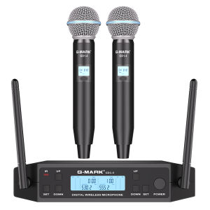 G-MARK GD1.4 Professional UHF Wireless Microphone System Dual Channel Handheld 80M Karaoke Mic for Wedding DJ KTV PA Church