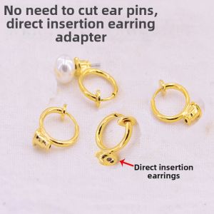 No-piercing Color-preserving Earring Adapter With Silicone Pad