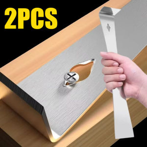 Anglebabylife 2Pcs 3 in 1 Stainless Steel Pry Bar Scraper Flat Metal Scraper Nail Puller for Paint Removal Honey Cutting Wooden Board Removal Tool