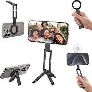 XMSJ | Double Folding Model Magnetic Car mobile phone holderfor iPhone - ABS Material Smartphone Mini Tripod Pocket Cell Phone 