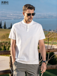 Enjeolon | American Retro Button Henley Tshirt