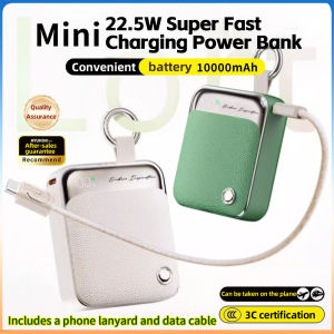 Portable mini power bank 3C Certified Power Bank 22.5W 10000mAh Fast Charging Compact Portable Mini Built-in Cable Power Bank Travel essentials