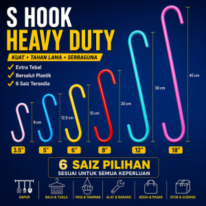 S hook/Penyangkut S Besi/S shape hook/S gantung/Penyangkut Dapur Serbaguna/Penyakut Pokok Bunga