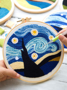 Russian Poke Embroidery Handmade DIY Material Package Couple Homemade Embroider Decompression Oil Painting Wind Rub Music Decorative Painting