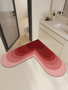 พื้นรองเท้ารูปตัว L สีแดง ดูดซับน้ำ สีน้ำตาล สำหรับห้องน้ำ ห้องน้ำ ประตูบ้าน ปีใหม่ วัสดุยางธรรมชาติ ป้องกันแบคทีเรีย