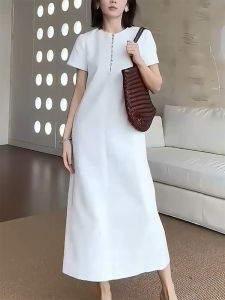 QINGNAER | Slimming Elegant Luxe Straight Sleeveless Dress