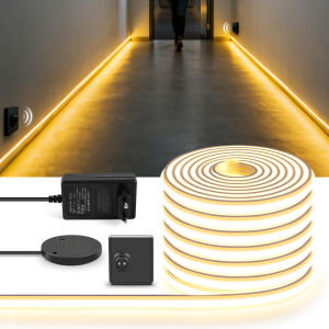 24V COB LED Strip Neon Light With Portable PIR Motion Sensor Switch Real Silicone Tape Smart Night Lamp For Corridor Stair Step