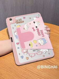 720° Rotating Acrylic iPad 11th Gen 2025 Model Protective Case Full Cover Cartoon Kitty Cat Hard Shell for Air6/7 10.9 Inch
