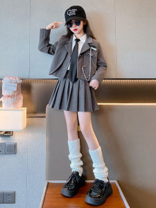 ชุดสูทเด็กผู้หญิง ชุดนักเรียน ชุดฤดูใบไม้ร่วง ชุดนักเรียน JK กระโปรง ชุดสามชิ้น ฤดูใบไม้ผลิ ฤดูใบไม้ร่วง ฤดูหนาว